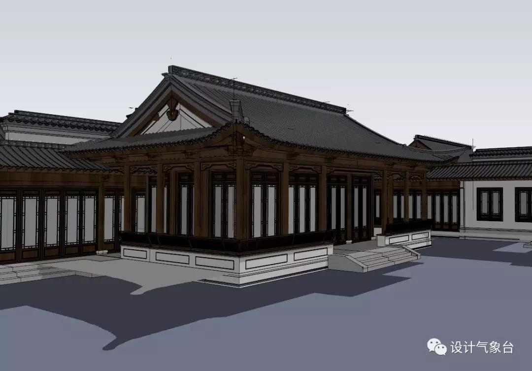 中式庭院su模型-2