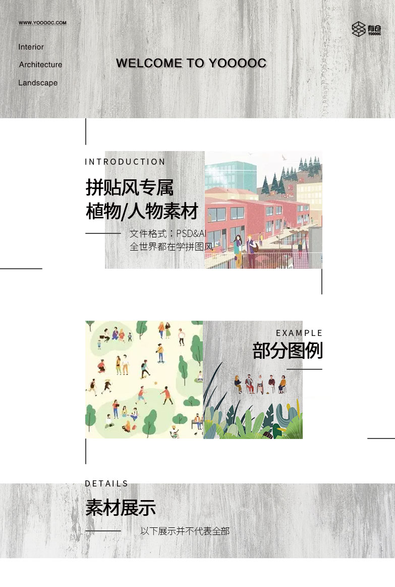 拼贴风专属植物/人物素材PSD&AI-1