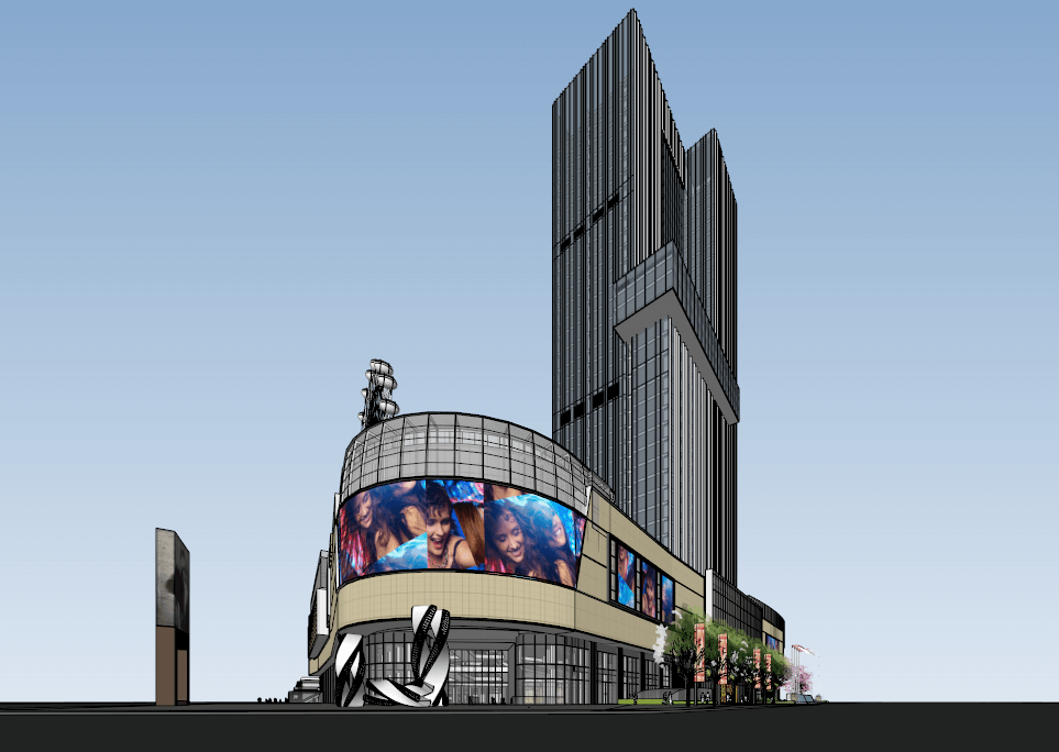 中式/现代商业街及文化建筑超精细SU模型+效果图-8