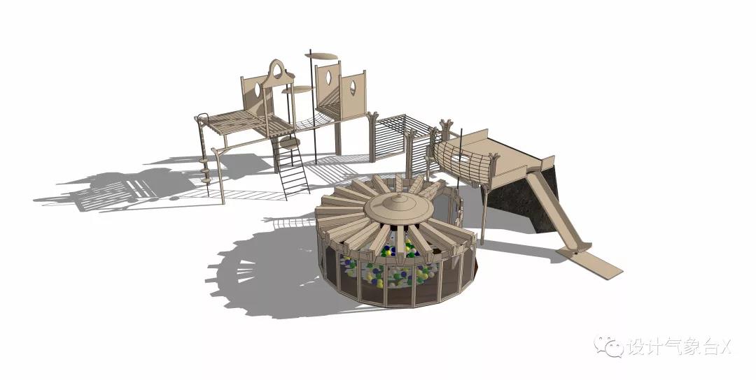 最新儿童活动区单体模型SU（滑梯、器材、摇椅等）-9