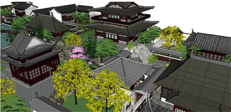 景观必备苏州园林SU模型及CAD平面图-3