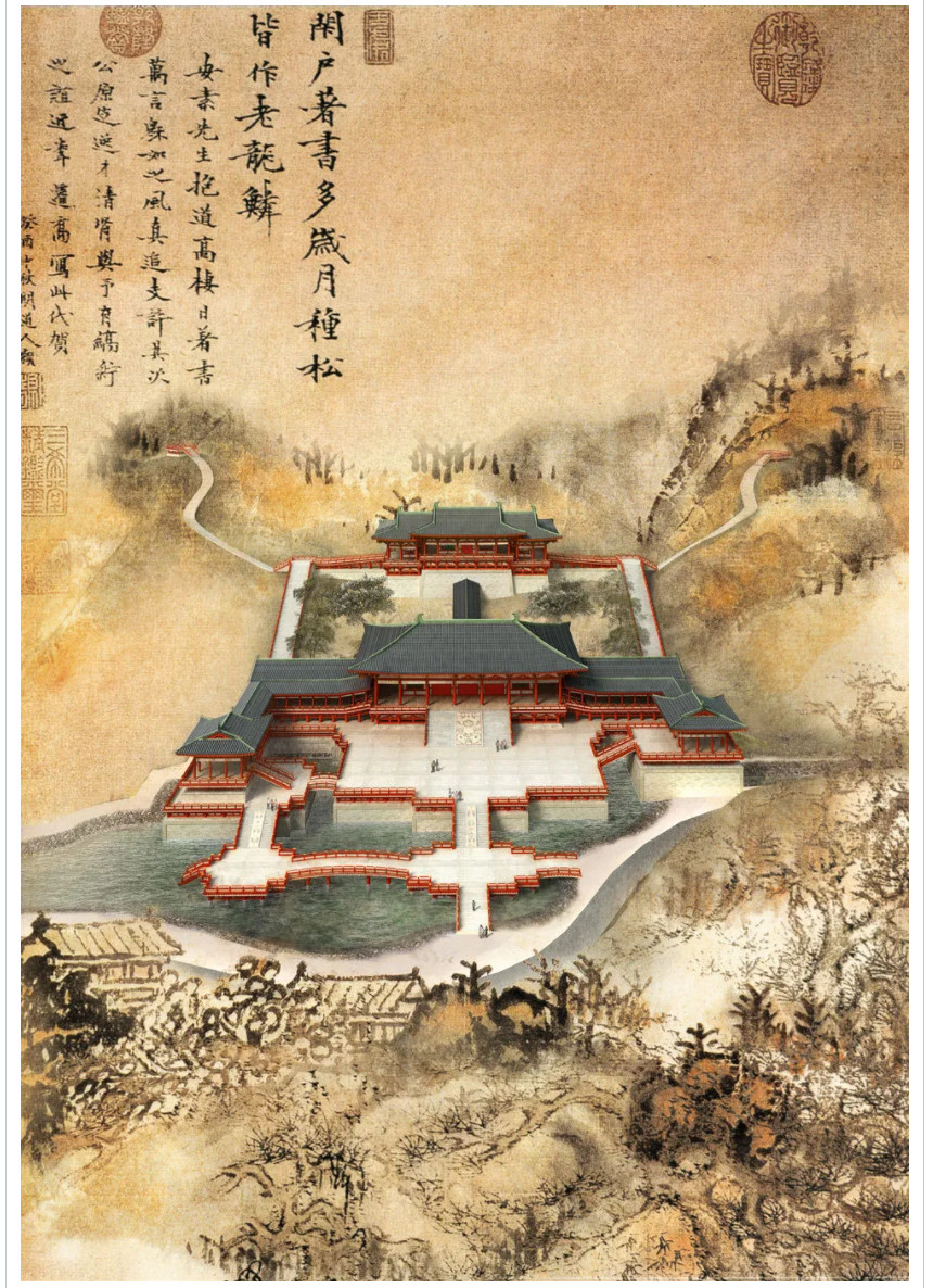 古风鸟瞰图PSD及超清古画素材-3